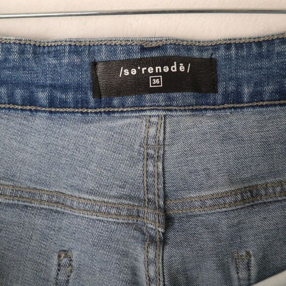 Serenede Jeans Men's 36x32 Blue Denim Distressed Skinny Slim Light Wash Ripped - Picture 5 of 14